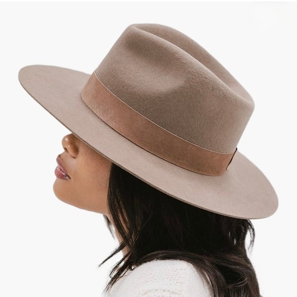 GIGI PIP Accessories - Gigi Pip Miller Classic Fedora Hat S Brown Australia Wool Wide Brim Suede Band